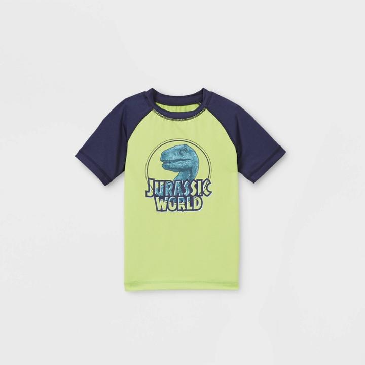 Universal Toddler Boys' Jurassic World Rash Guard Swim Shirt - Green