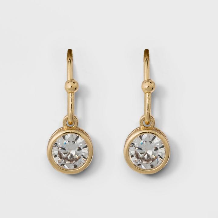 Round Stone On Fish Hook Earrings - A New Day Gold