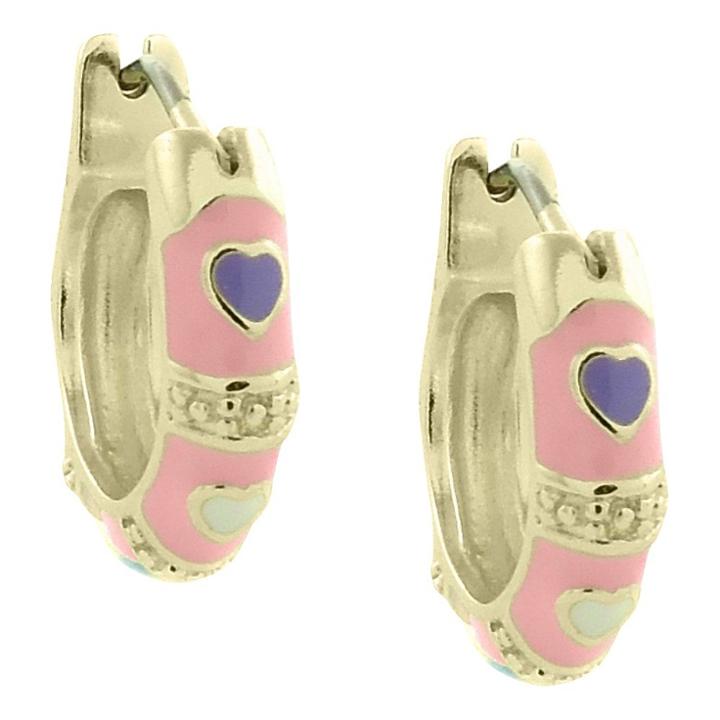 Target Ellen 18k Gold Overlay Enamel Heart Design Hoop Earrings - Pink, Girl's