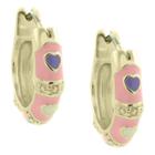 Target Ellen 18k Gold Overlay Enamel Heart Design Hoop Earrings - Pink, Girl's