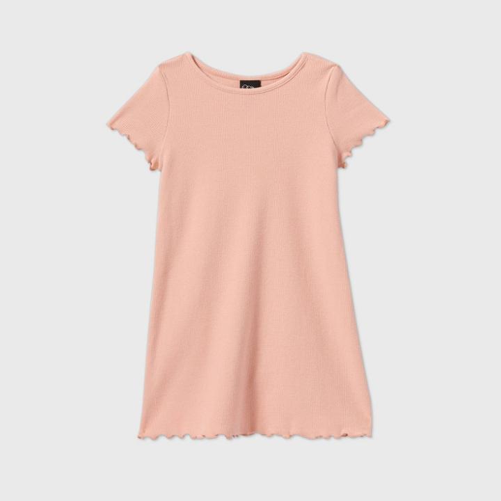 Toddler Girls' Short Sleeve Ribbed T-shirt Dress - Art Class Pink
