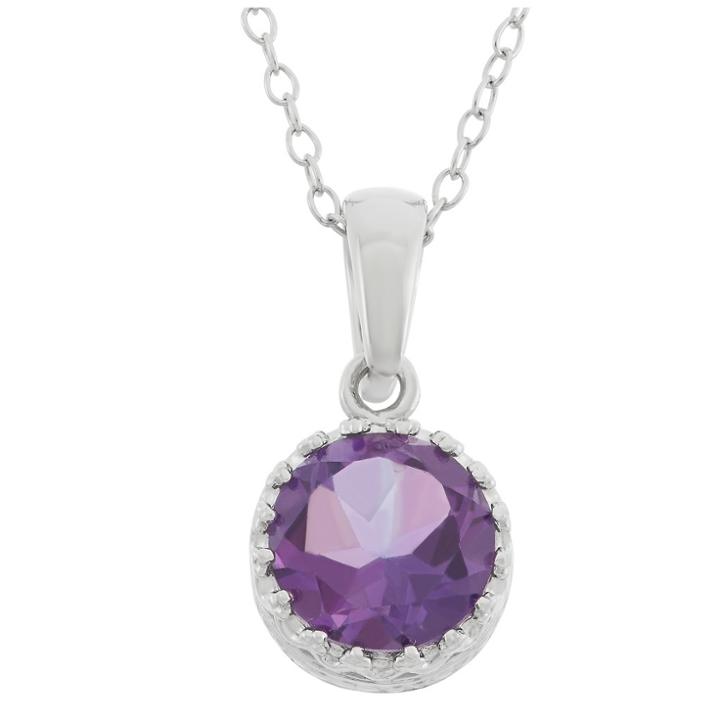 2 Tcw Tiara Amethyst Crown Pendant In Sterling