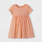 Toddler Girls' Printed Knit Short Sleeve Babydoll Dress - Cat & Jack Peach