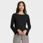 Women's Bell Long Sleeve Boat Neck T-shirt - Who What Wear Black