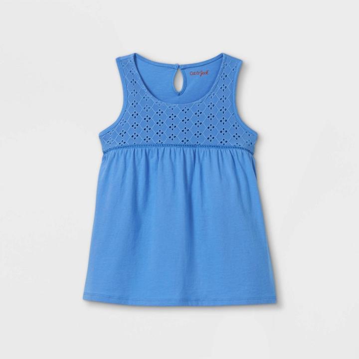 Girls' Knit Eyelet Tank Top - Cat & Jack Blue