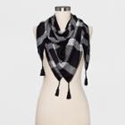 Women's Plaid Large Square Scarf - A New Day Black