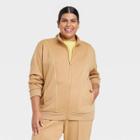 Women's Plus Size Track Jacket - Ava & Viv Tan X