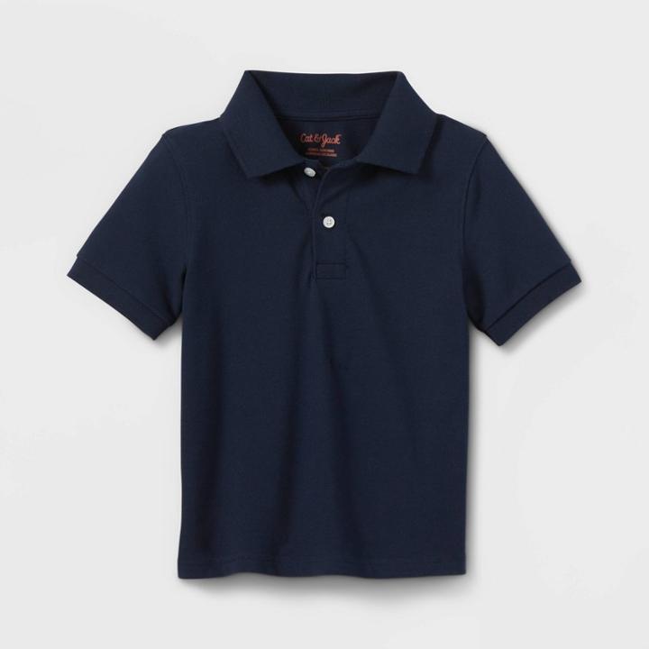 Toddler Boys' Pique Stain Release Uniform Polo Shirt - Cat & Jack Navy