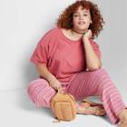 Women's Plus Size Short Sleeve Botanical Dyed Boxy Cropped T-shirt - Wild Fable Red