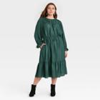 Women's Plus Size Long Sleeve Dress - A New Day Green