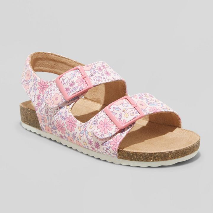 Toddler Reagan Floral Print Footbed Sandals - Cat & Jack Pink
