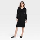 Long Sleeve Sweater Maternity Dress - Isabel Maternity By Ingrid & Isabel Black