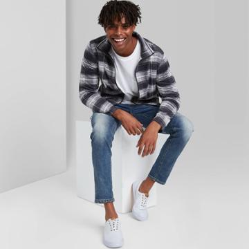 Men's Checked Full-zip Fleece Jacket - Original Use Gray