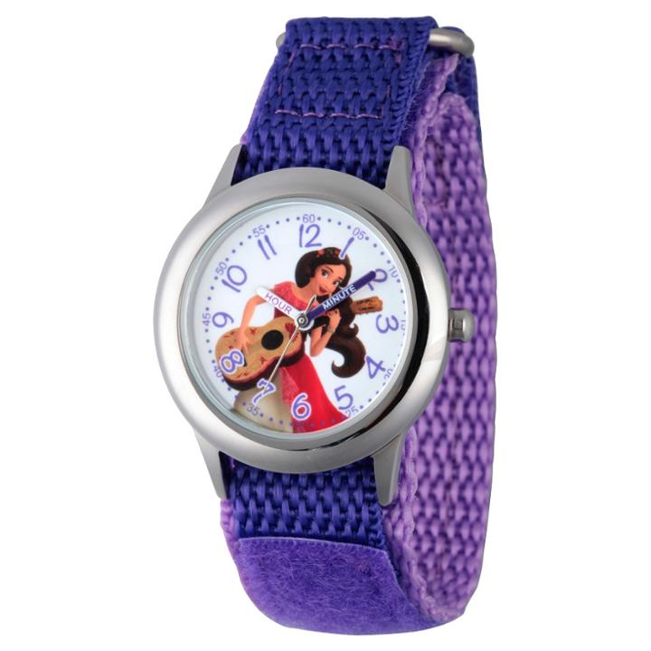 Girls' Disney Elena Of Avalor Stainless Steel Time Teacher Watch - Purple, Girl's