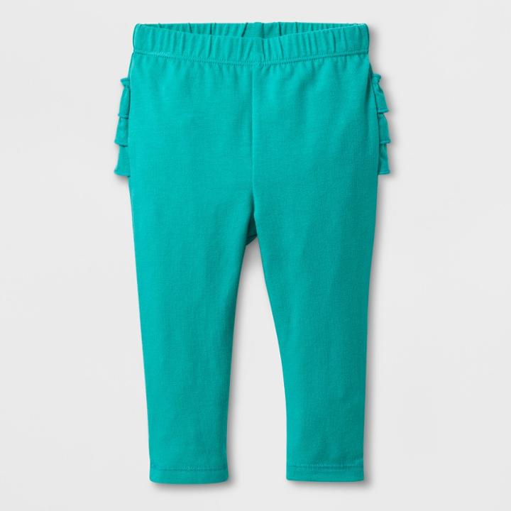 Baby Girls' Ruffle Leggings - Cat & Jack Jade Green Newborn