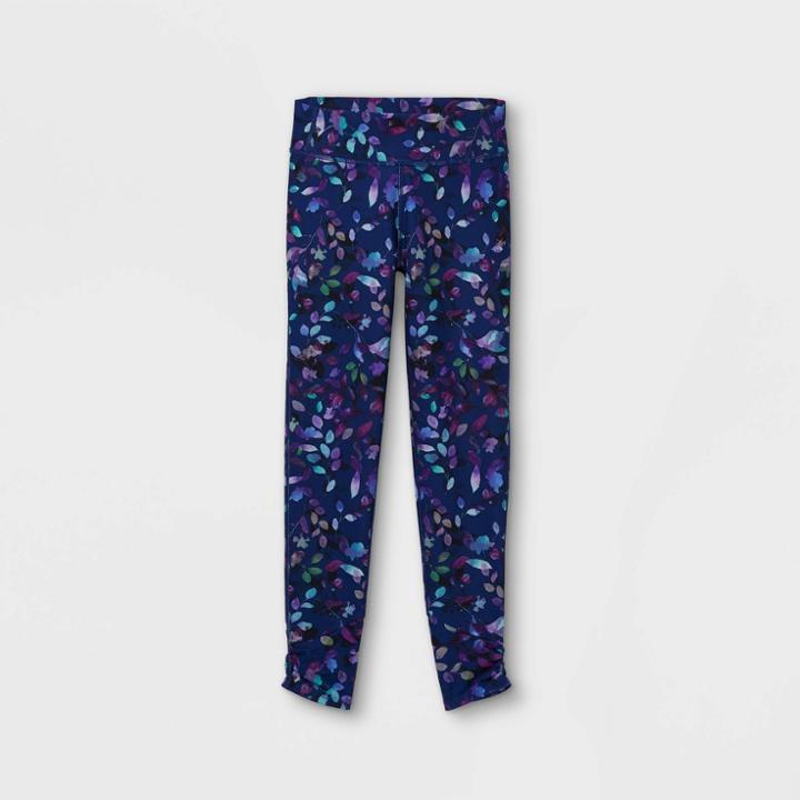 Girls' Printed Leggings - All In Motion Garden Blue