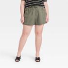 Women's Plus Size Pull-on Shorts - Ava & Viv Olive X, Green