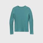Women's Long Sleeve Wide Rib T-shirt - A New Day Teal