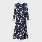 Floral Print Long Sleeve A-line Maternity Dress - Isabel Maternity By Ingrid & Isabel Navy