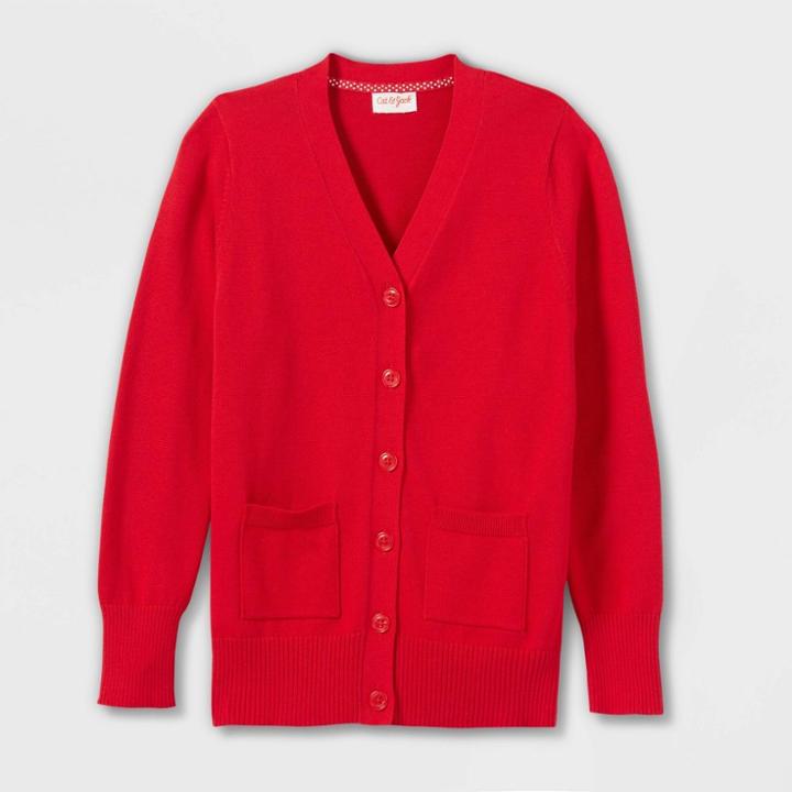 Girls' Long Uniform Cardigan - Cat & Jack Red