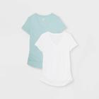Maternity Short Sleeve V-neck Side Shirred 2pk Bundle T-shirt - Isabel Maternity By Ingrid & Isabel Lake Blue/white