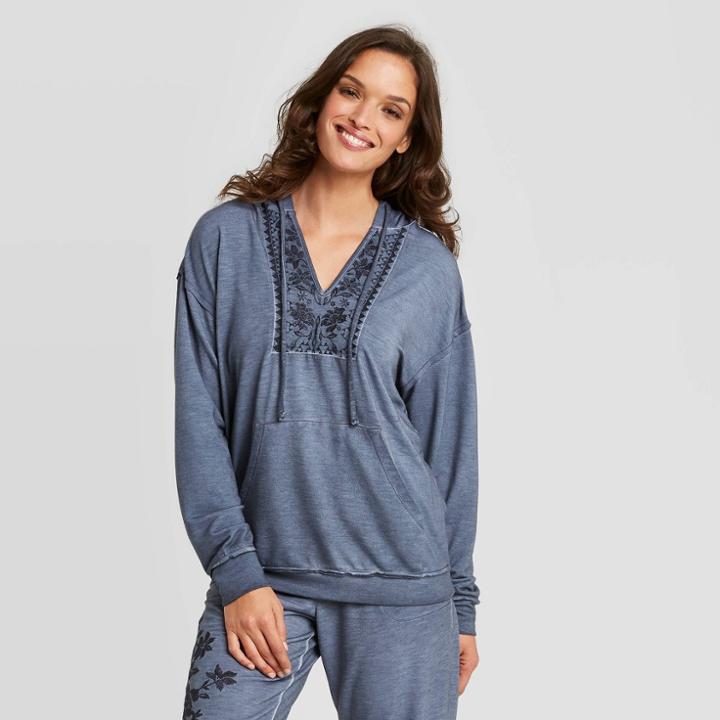 Women's Embroidered Hooded Sweatshirt - Knox Rose Gray