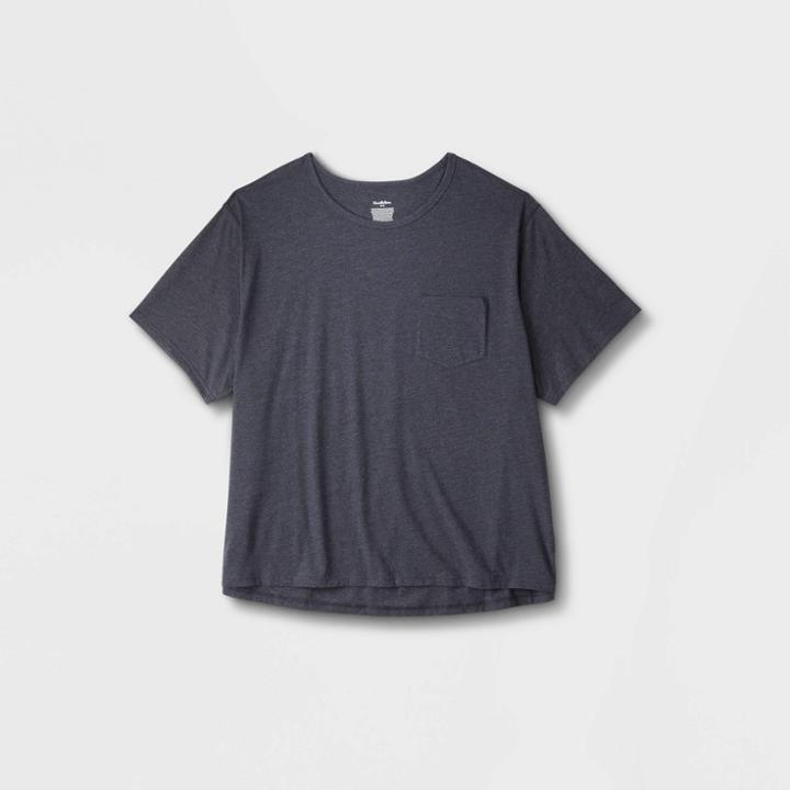 Men's Big & Tall Relaxed Fit Short Sleeve Adaptive Pocket T-shirt - Goodfellow & Co Navy Blue