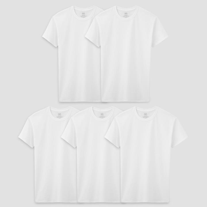 Fruit Of The Loom Boys' 5pk Short Sleeve Crew Undershirt White