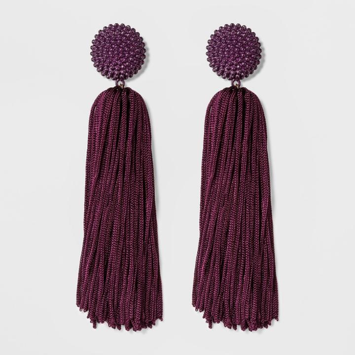 Sugarfix By Baublebar Beaded Studs Tassel Drop Earrings - Deep Purple, Girl's