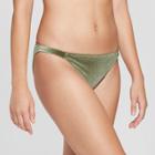Women's Velvet Cheeky Bikini Bottom - Xhilaration Olive