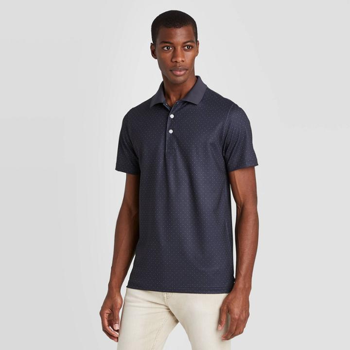 Men's Polka Dot Standard Fit Short Sleeve Polo T-shirt - Goodfellow & Co Blue