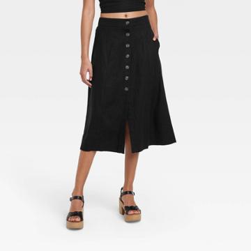 Women's Utility Midi A-line Skirt - Universal Thread Black