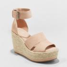 Women's Caroline Microsuede Ankle Strap Espadrille Wedge - Universal Thread Blush