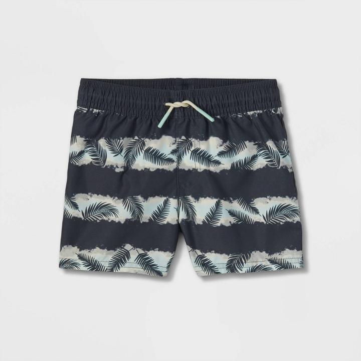 Toddler Boys' Palm Tree Print Swim Trunks - Cat & Jack Gray