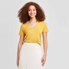 Women's Slim Fit Short Sleeve Scoop Neck T-shirt - A New Day Yellow