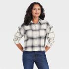 Women's Long Sleeve Flannel Button-down Shirt - Universal Thread Gray Plaid