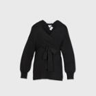 Maternity V-neck Tie-wrap Pullover Sweater - Isabel Maternity By Ingrid & Isabel Black
