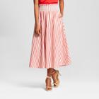 Women's Striped Smocked Waist Midi Skirt - Who What Wear Red