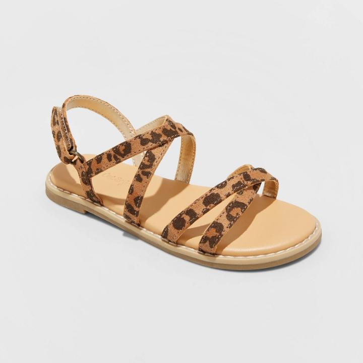 Toddler Girls' Maybn Ankle Strap Sandals - Cat & Jack Brown 5, Toddler Girl's