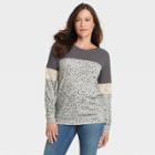 Women's Long Sleeve Blouse - Knox Rose Heather Gray Leopard Print