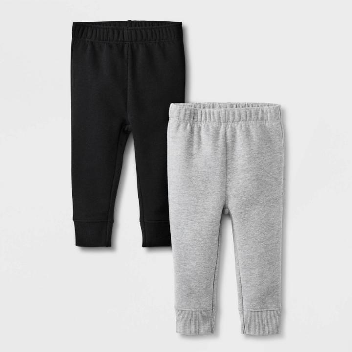 Baby Girls' 2pk Fleece Jogger Pants - Cat & Jack Black/gray Newborn