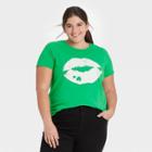 Grayson Threads Women's Plus Size St. Patrick's Day Lips Value Short Sleeve Graphic T-shirt - Green