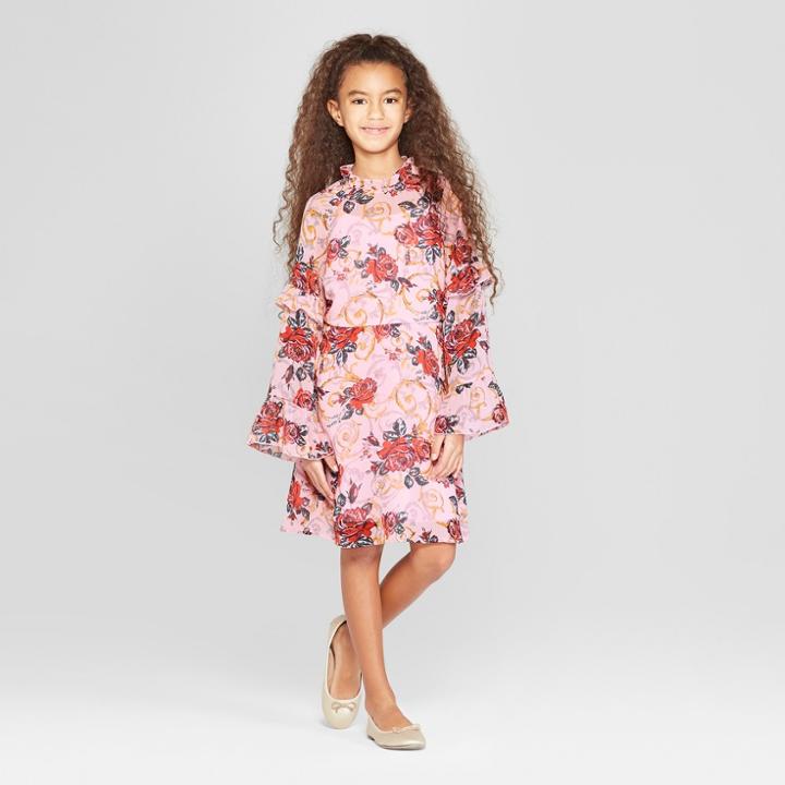 Girls' Printed Woven Dress - Art Class Pink