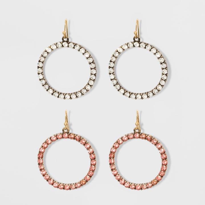 Sugarfix By Baublebar Crystal Hoop Earring Gift Set - Rose Gold, Girl's, Blush Peach