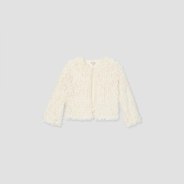 Girls' Open-front Faux Fur Jacket - Art Class Ivory