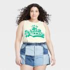 Modern Lux Women's Plus Size Eco Warrior Graphic Tank Top - Beige