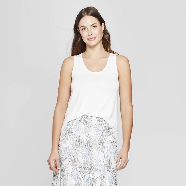 Women's Sleeveless Scoop Neck Tank Top - A New Day White