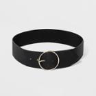 Women's Round Buckle With Stretch Belt - A New Day Black