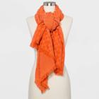 Women's Square Gingham Jacquard Scarf - Universal Thread Orange