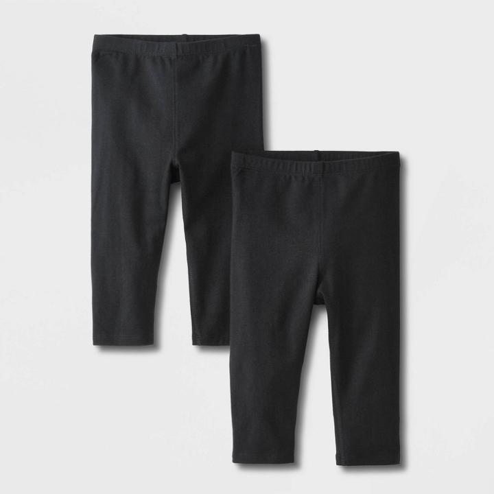 Toddler Girls' 2pk Adaptive Capri Leggings - Cat & Jack Black/black